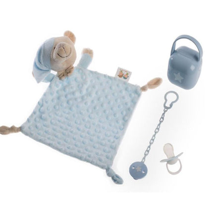 Conjunto doudou + chupeta + prendedor + caixa de chupeta