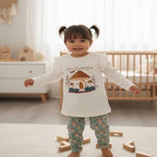 Conjunto Bebé Menina 2 Peças | T-Shirt Cogumelo & Calças Florestais | Tema Lúdico