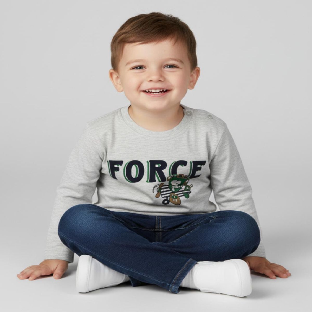 T-shirt manga compriga | Force | Cinza