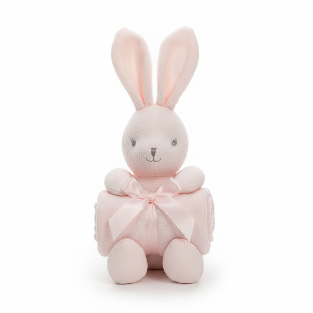 Coelho de peluche com manta