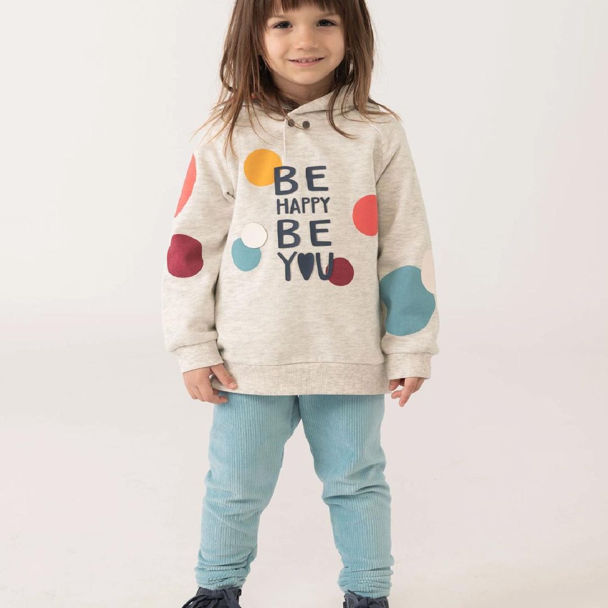 Sweatshirt cinzenta estampada de felpa para menina | BOBOLI | Be Happy