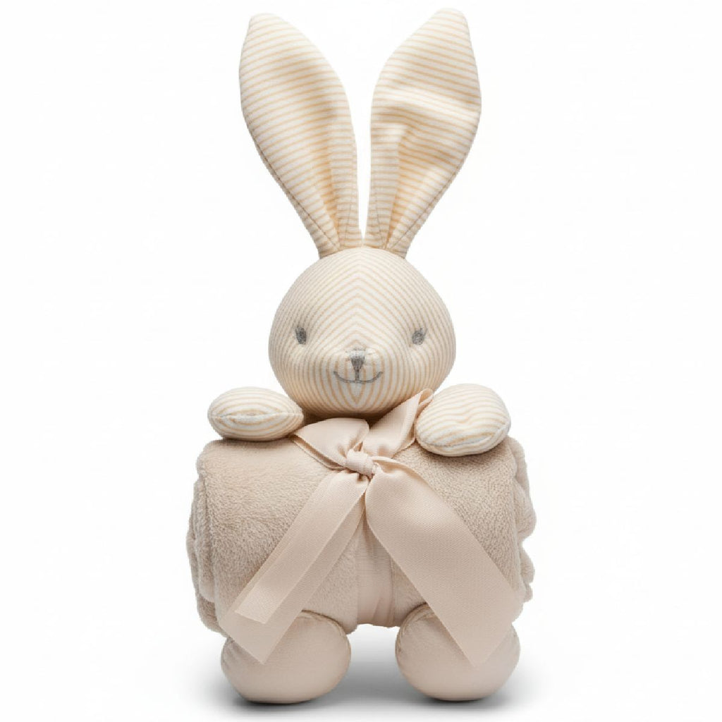 Coelho de peluche com manta