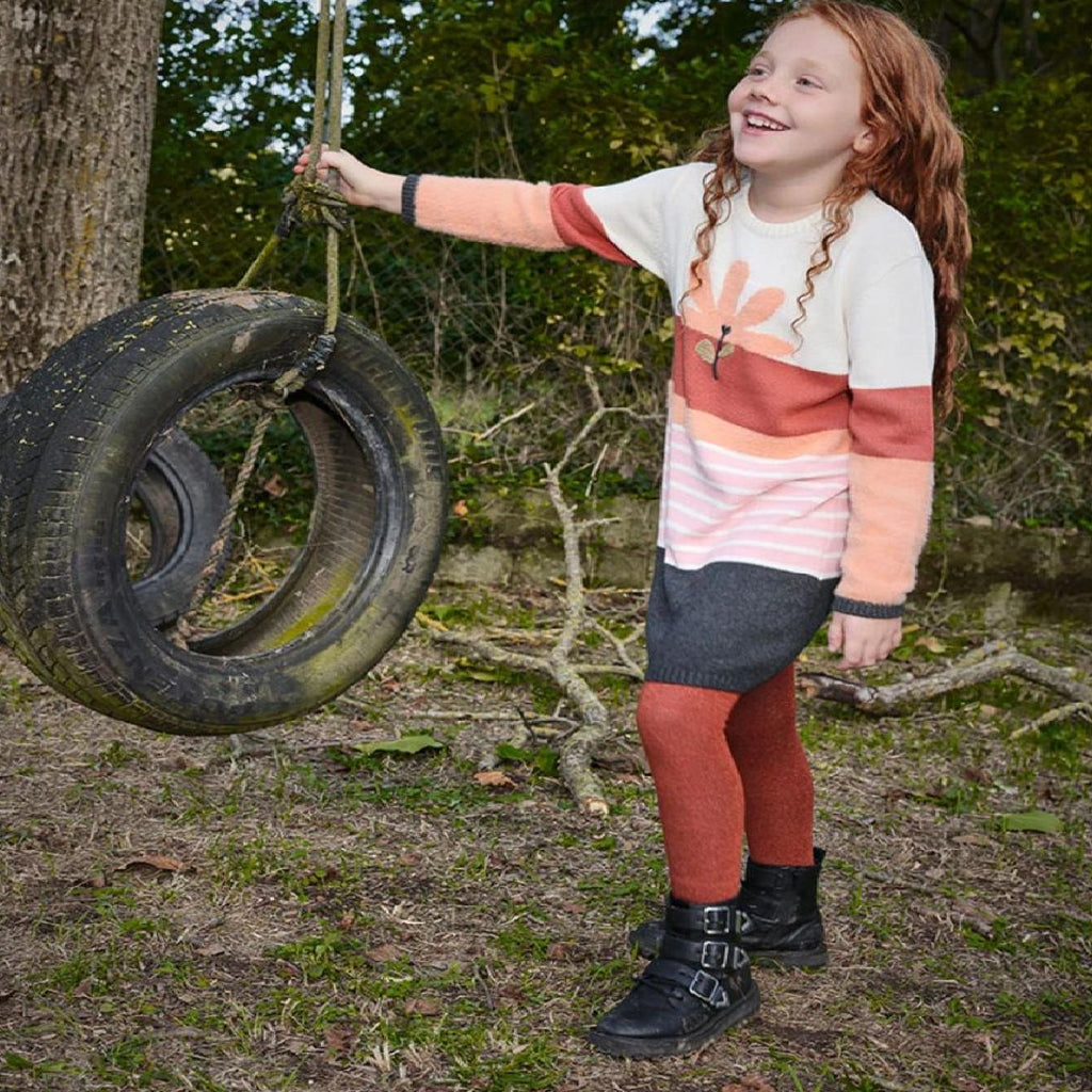 Vestido malha | Cor de laranja flor| BOBOLI