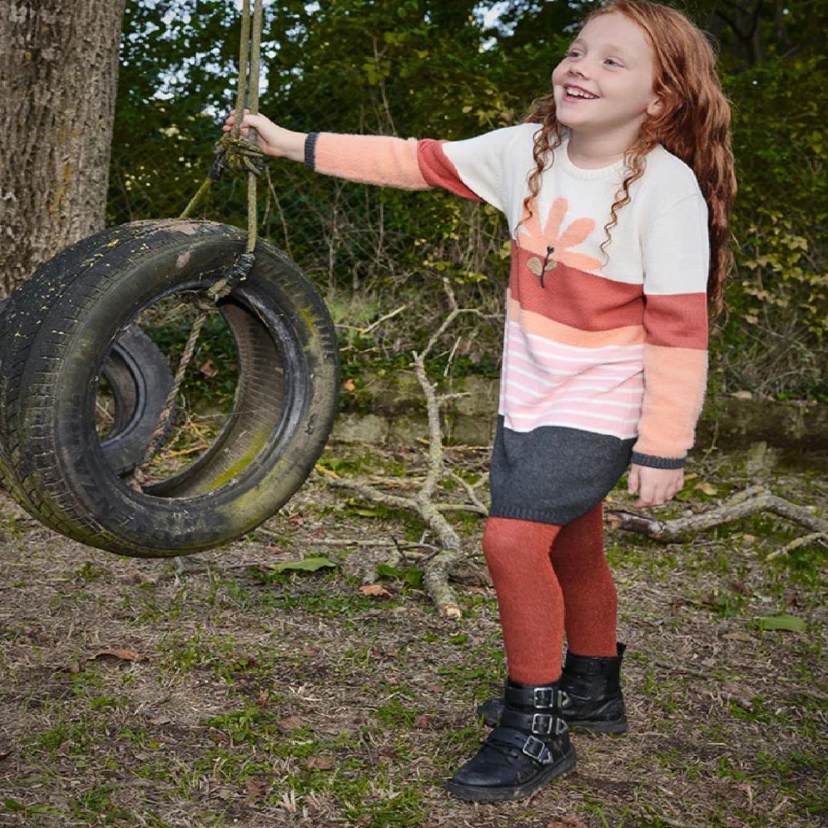 Vestido malha | Cor de laranja flor| BOBOLI