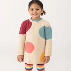 Vestido malha | Menina bege com bolinhas| BOBOLI