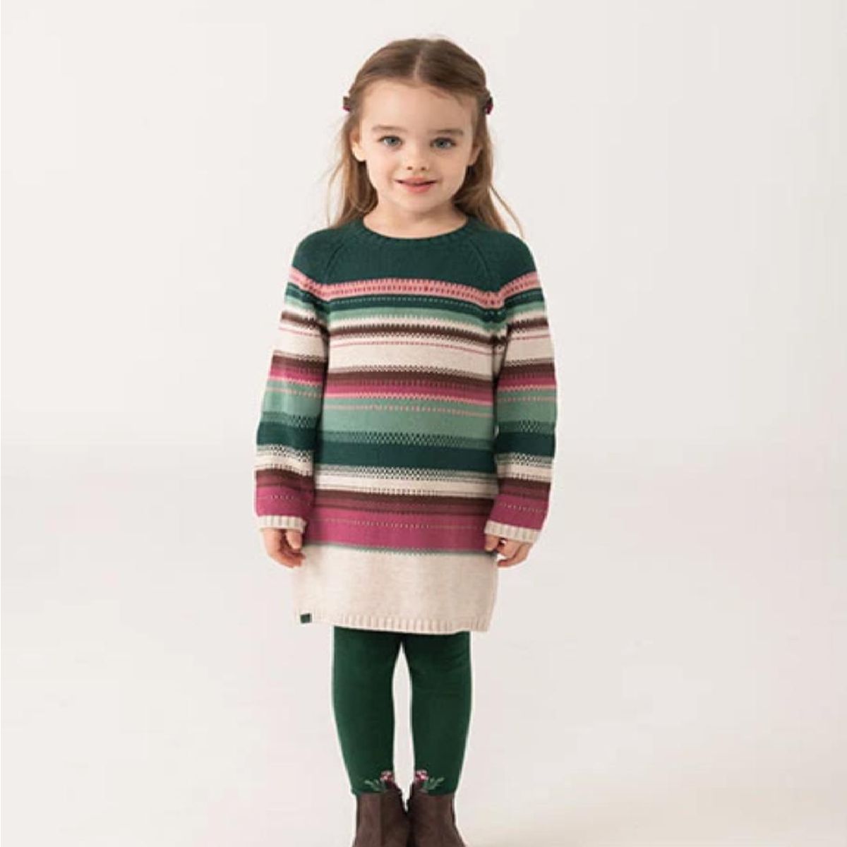 Vestido malha| Riscas multicolor | BOBOLI