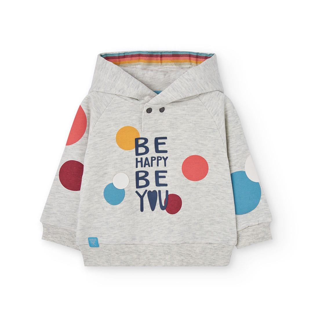Sweatshirt cinzenta estampada de felpa para menina | BOBOLI | Be Happy
