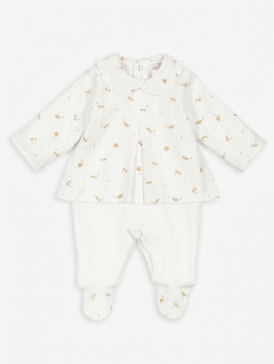 Babygrow Túnica Laminado Pérola Passarinhos