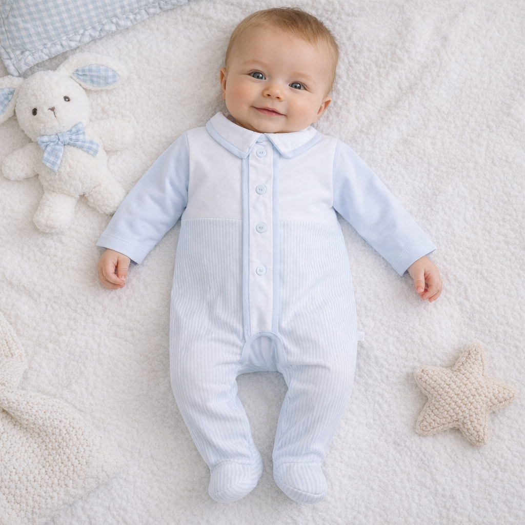 Babygrow em Algodão para Bebé e Recém-Nascido - Azul