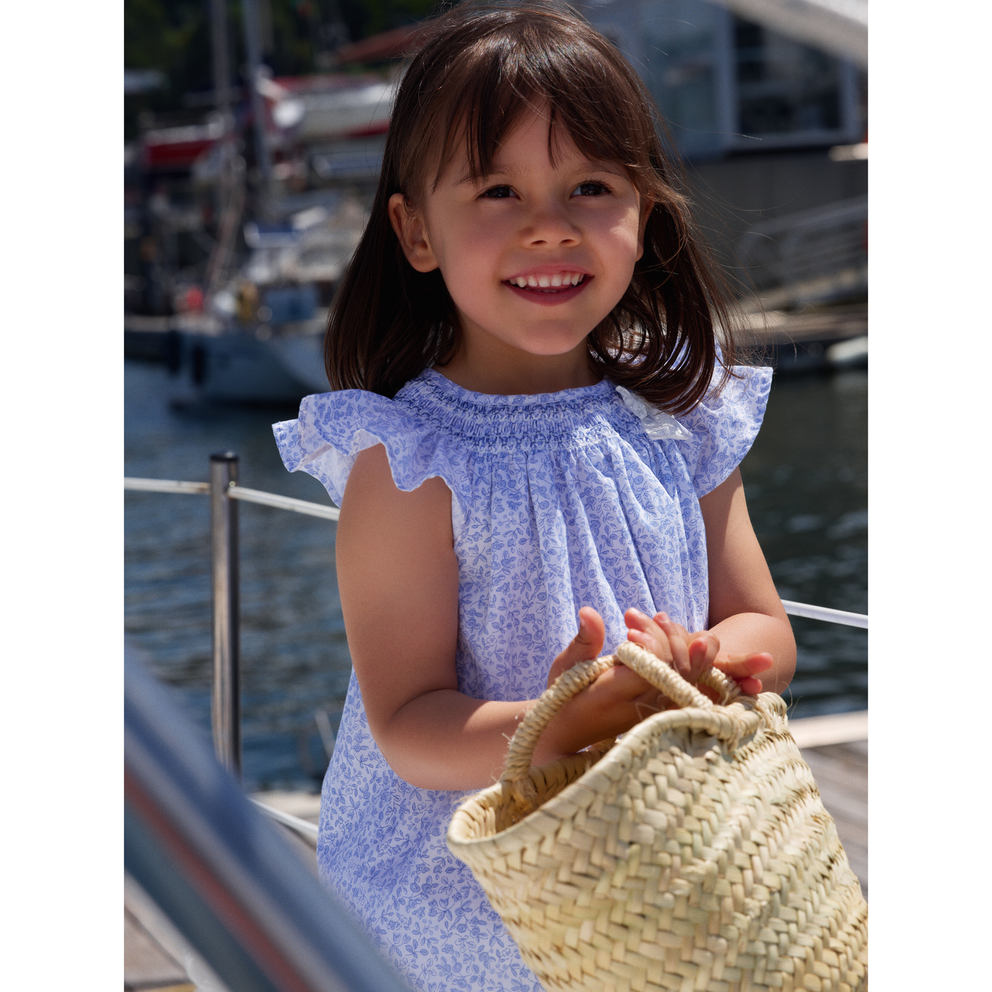 Vestido em Algodão para  Menina - Azul