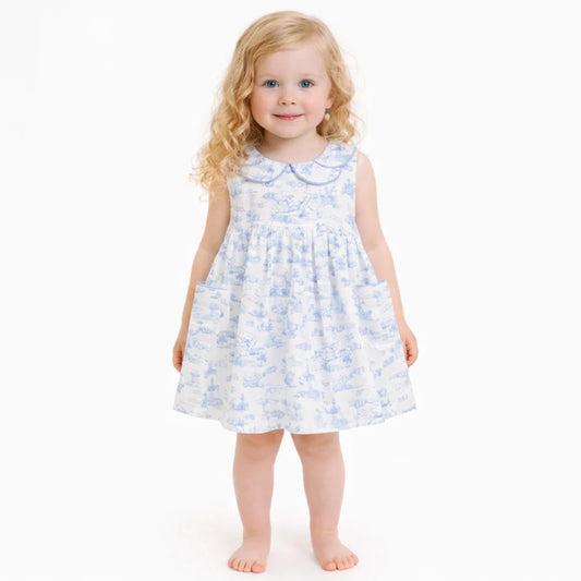 Vestido em Algodão Toile de Jouy  Menina