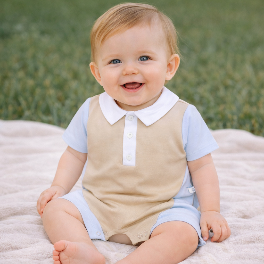 Babygrow de Algodão de Manga Curta para Bebé Menino
