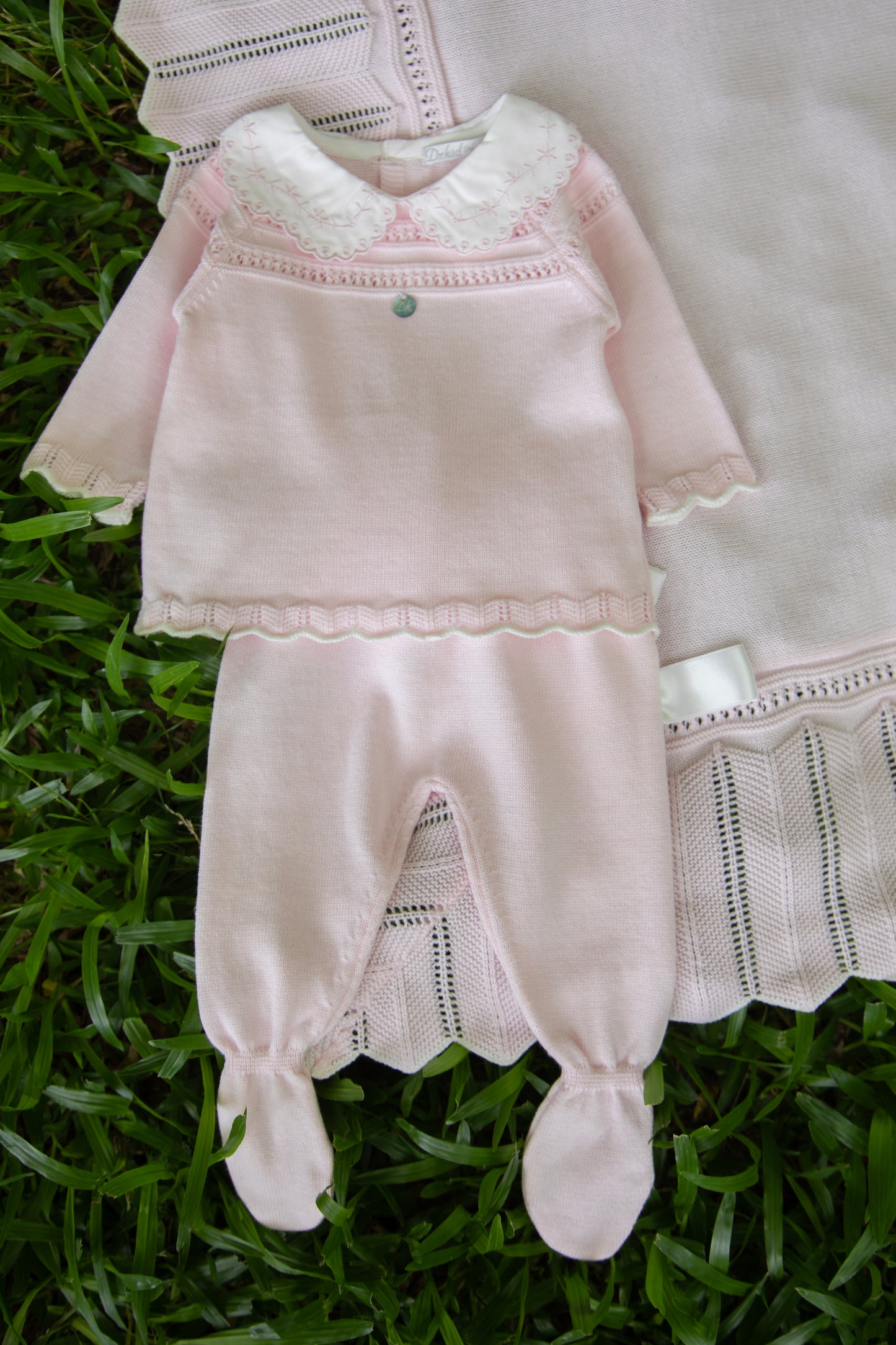 Conjunto Malha Rosa Bebé