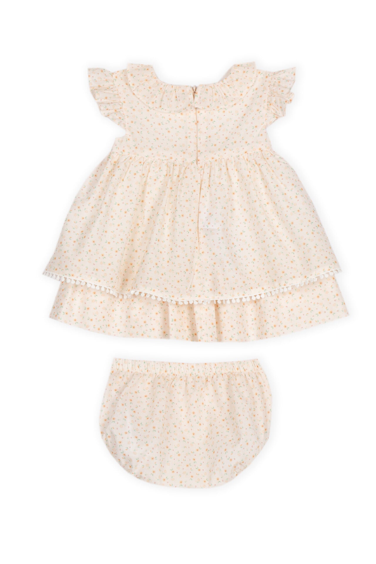 Vestido com Tapa Fraldas Bebé Menina Floral - Salmão e Verde Água