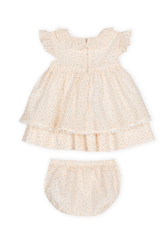 Vestido com Tapa Fraldas Bebé Menina Floral - Salmão e Verde Água