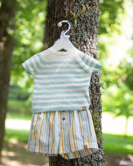 Conjunto Calção com T-shirt Menino às Riscas