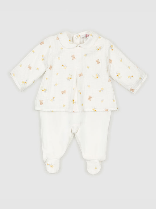Babygrow Túnica Ursinhos e Flores Amarelas